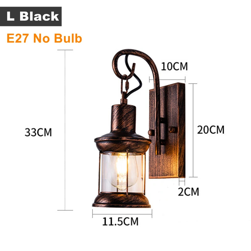 Applique da Parete Vintage in Ferro - Lanterna Industriale LED Impermeabile