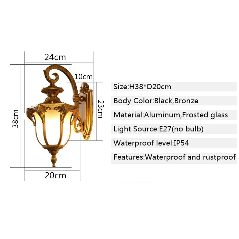Applique da Esterno Vintage Europea in Alluminio - Impermeabile LED E27