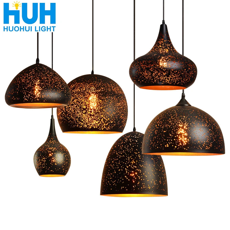 Lampada a Sospensione Vintage Industriale in Ferro Forato - Stile Loft Nordico E27