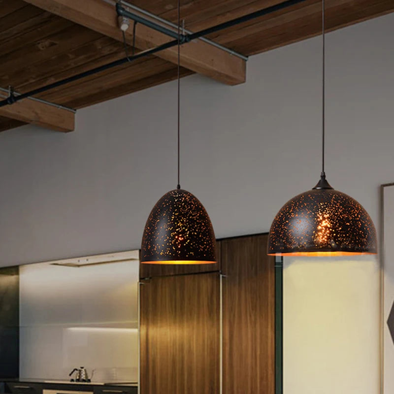 Lampada a Sospensione Vintage Industriale in Ferro Forato - Stile Loft Nordico E27