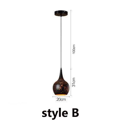 Lampada a Sospensione Vintage Industriale in Ferro Forato - Stile Loft Nordico E27
