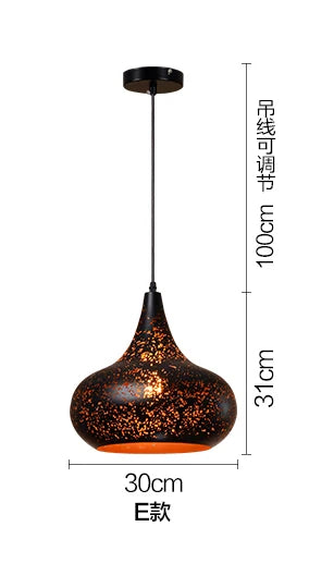 Lampada a Sospensione Vintage Industriale in Ferro Forato - Stile Loft Nordico E27