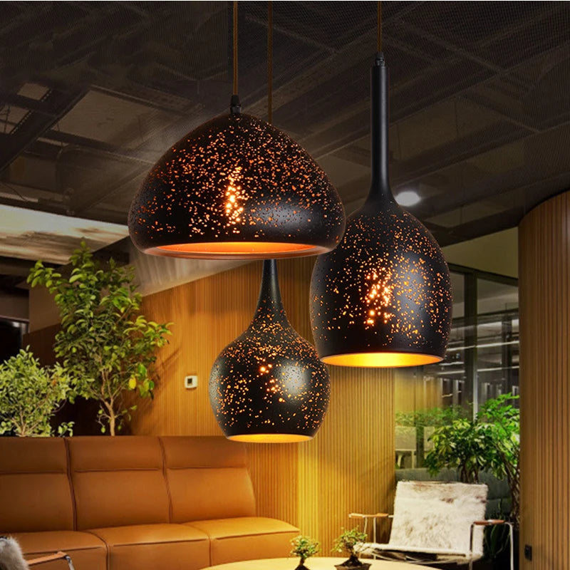 Lampada a Sospensione Vintage Industriale in Ferro Forato - Stile Loft Nordico E27