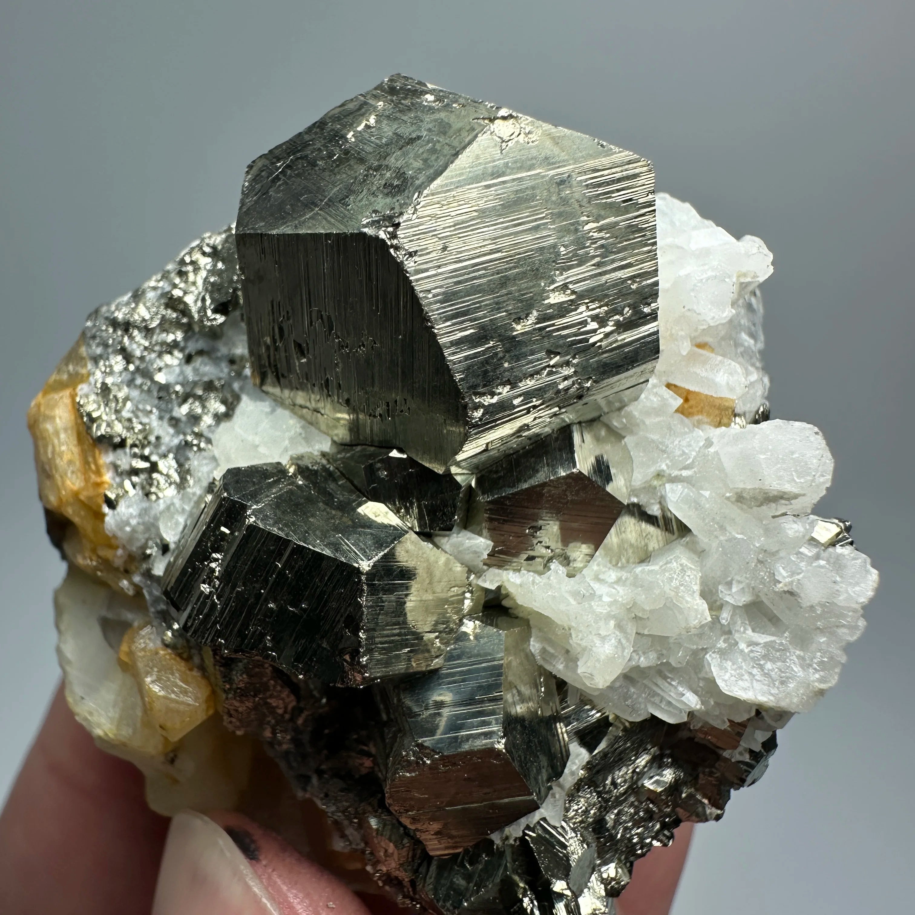 Pirite Dodecaedrica del Myanmar in Simbiosi con Quarzo - Specimen Minerale