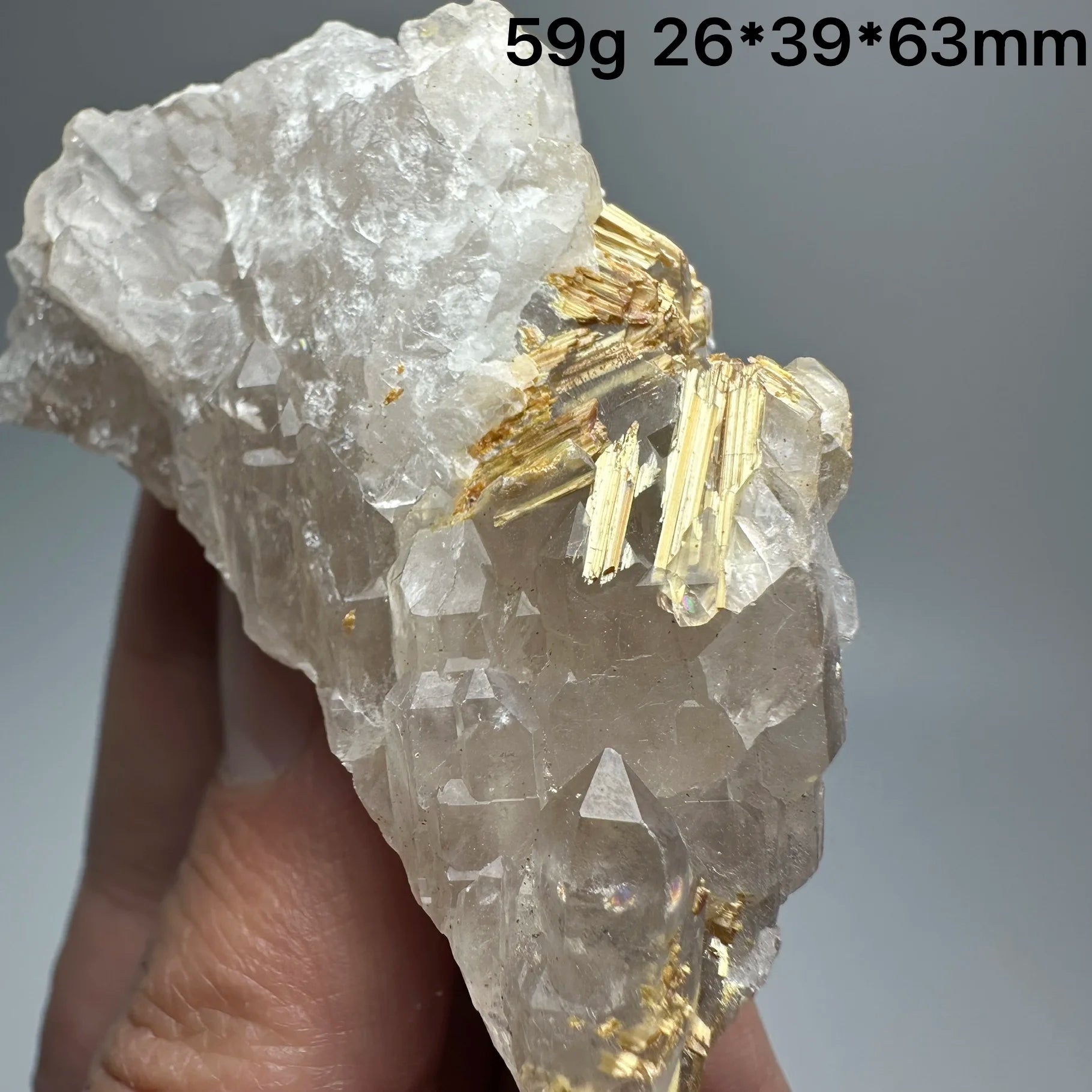 Quarzo Rutilato Dorato del Brasile con Ematite Speculare - Specimen Minerale