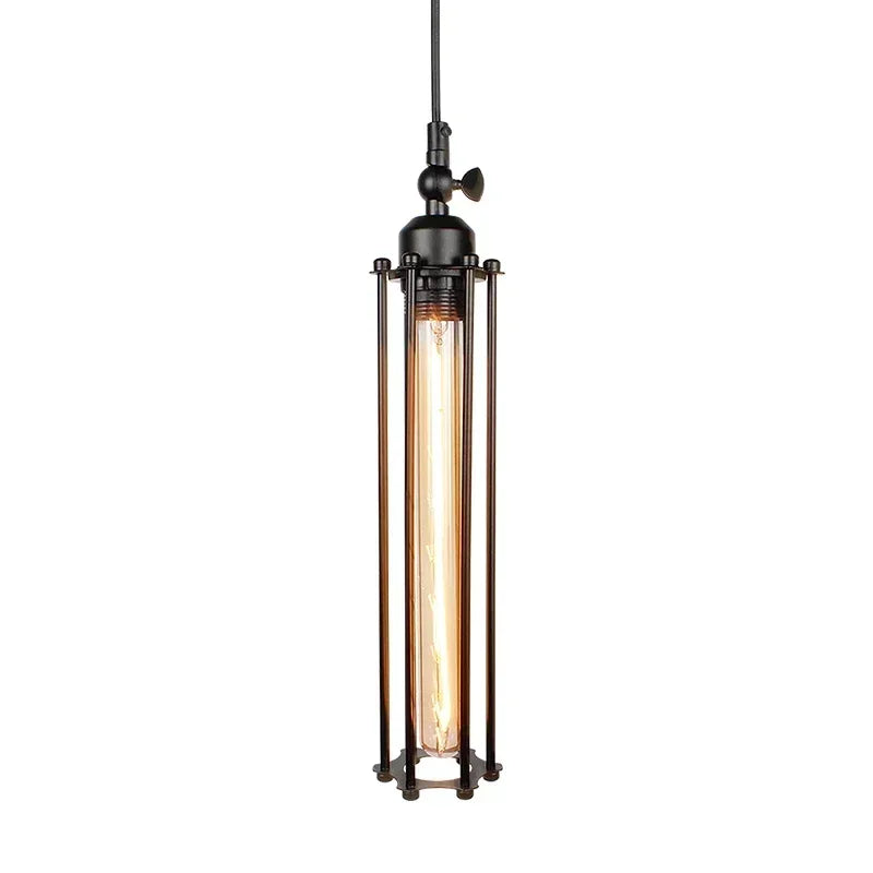 Lampadario a Sospensione Vintage Industriale Americano - Nero Metallo