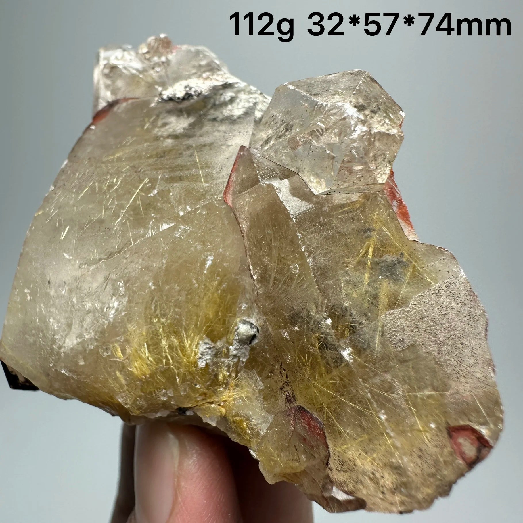 Quarzo Rutilato Dorato del Brasile con Ematite Speculare - Specimen Minerale