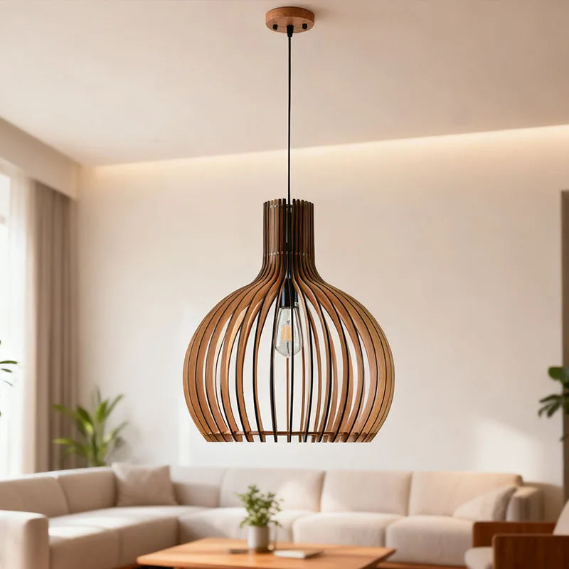 Lampada a Sospensione Vintage in Rattan e Bambù Fatta a Mano - E27