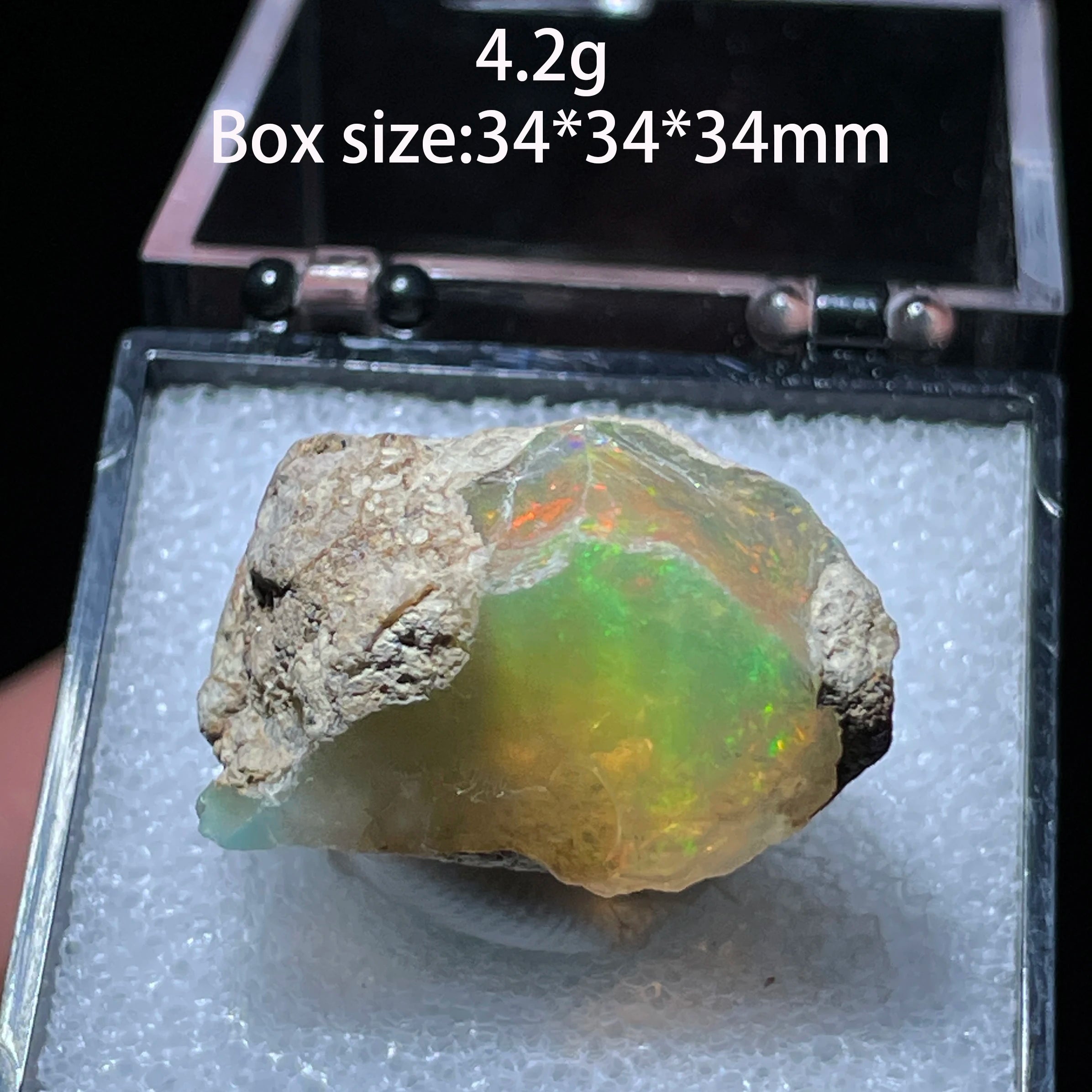 Opale Etiope Naturale Colorato - Senza Acqua Specimen 34x34mm con Scatola