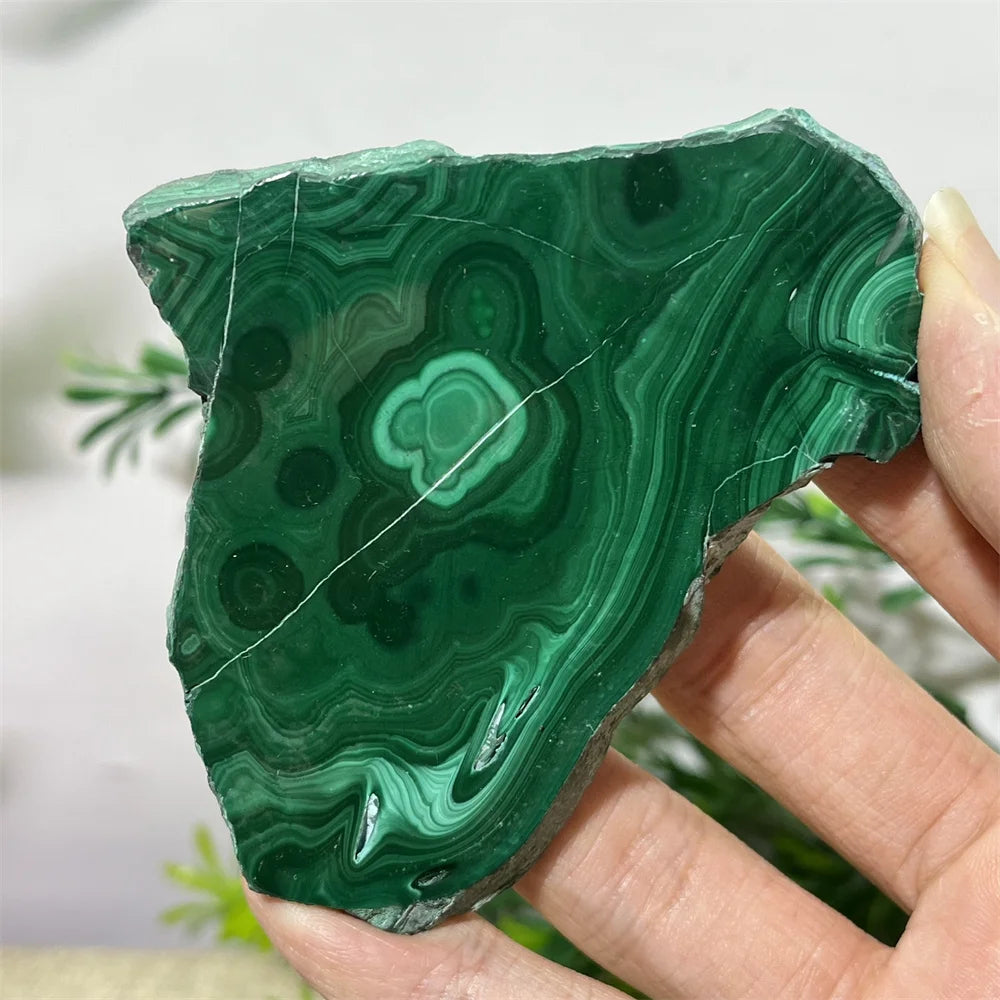 Crystal Natural Malachite Slab Slice Quartz Stone Minerals Energy Feng Shui Healing Living Spiritual Reiki Home Decoration+Stand