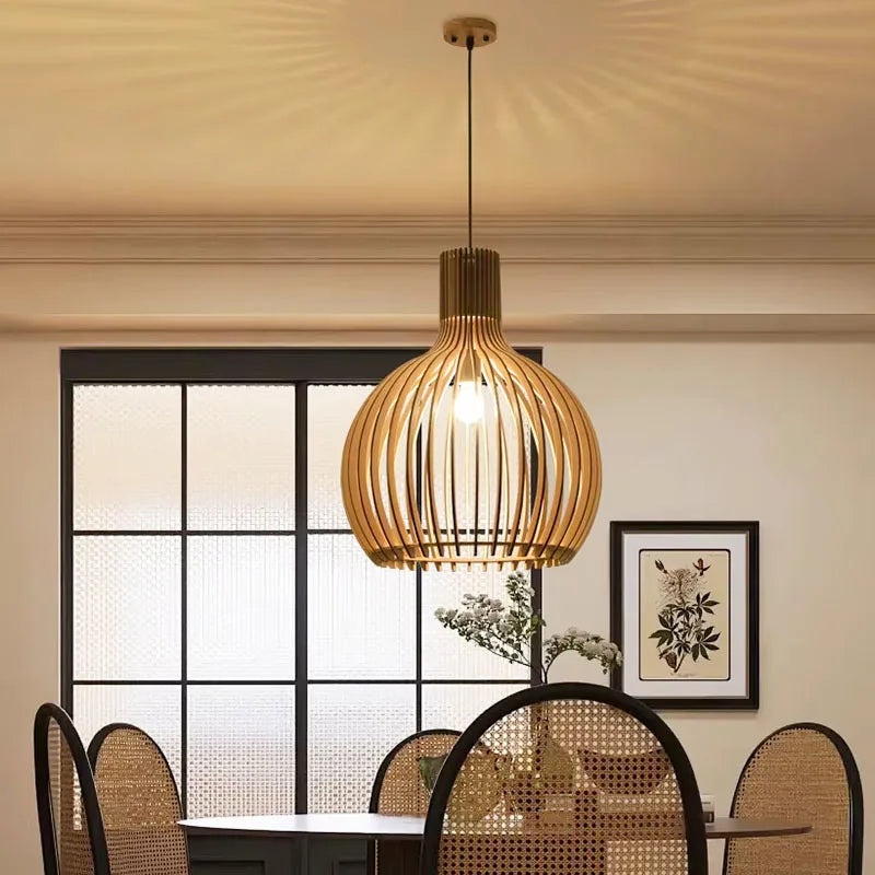 Lampada a Sospensione Vintage in Rattan e Bambù Fatta a Mano - E27