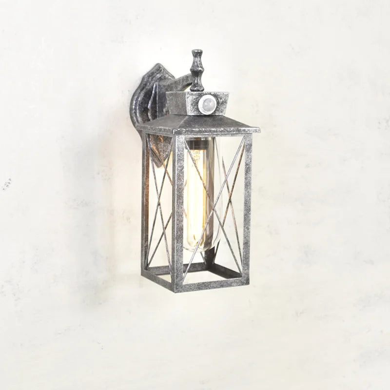 Lampada da Parete Industriale Vintage con Sensore - Uso Esterno Impermeabile
