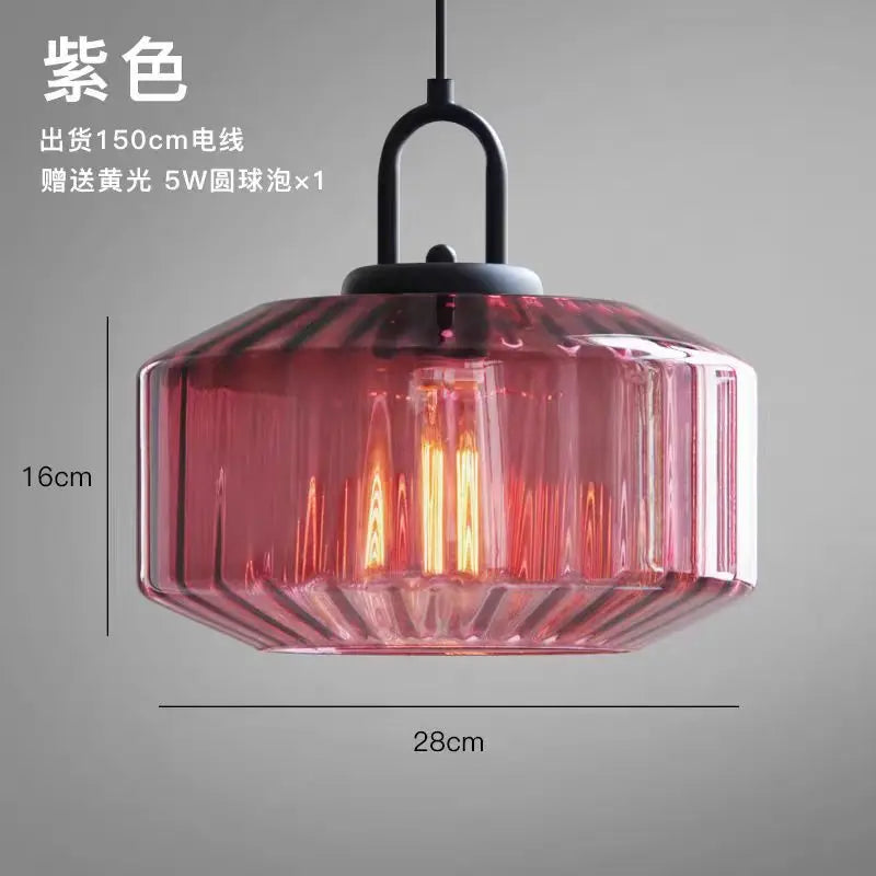 Lampada a Sospensione in Vetro Rigato Vintage - Forma a U Moderna
