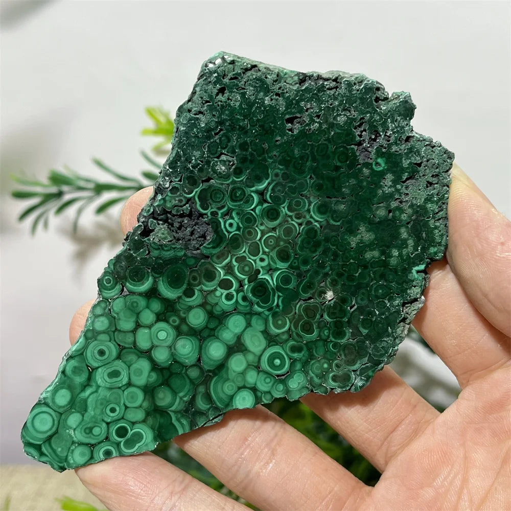 Crystal Natural Malachite Slab Slice Quartz Stone Minerals Energy Feng Shui Healing Living Spiritual Reiki Home Decoration+Stand