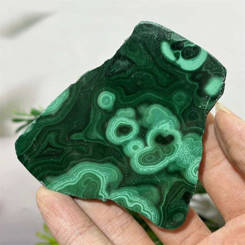 Crystal Natural Malachite Slab Slice Quartz Stone Minerals Energy Feng Shui Healing Living Spiritual Reiki Home Decoration+Stand