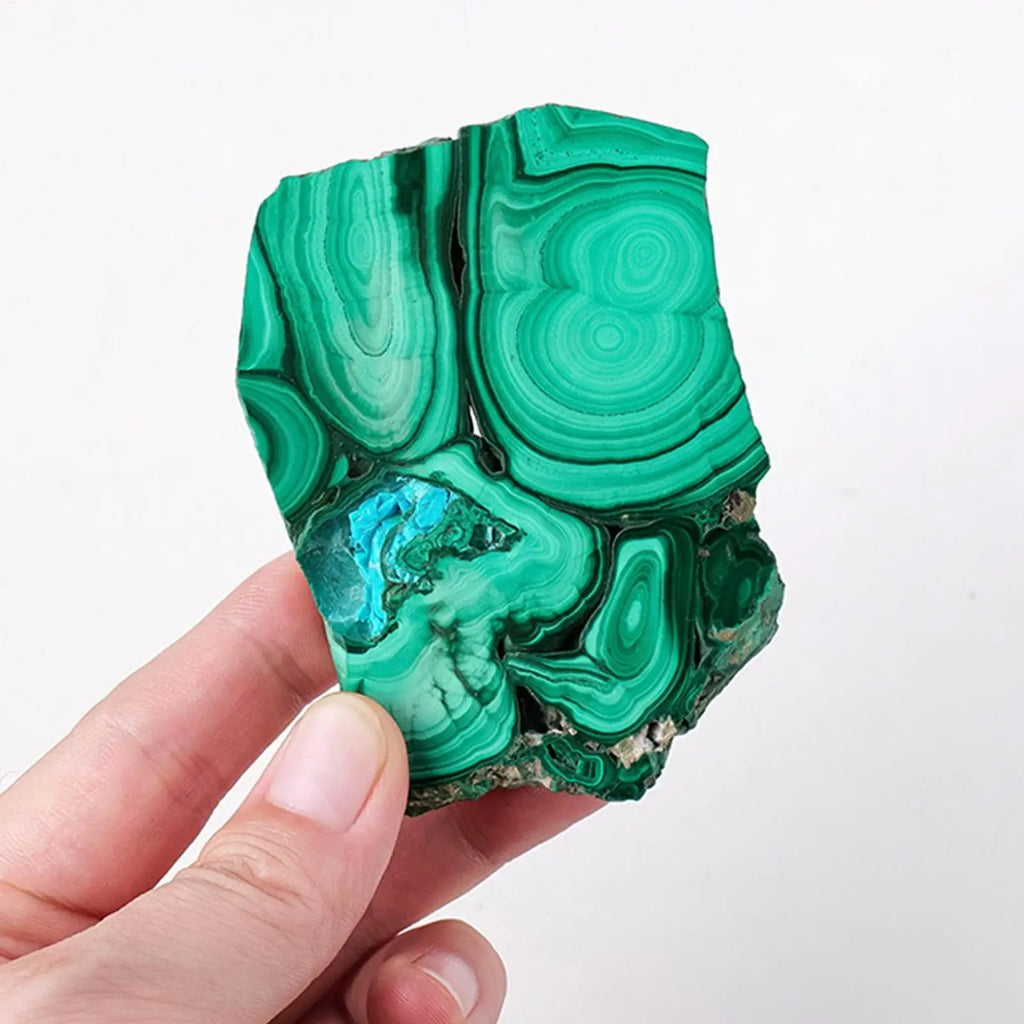 Natural Crystal Green Eyes Malachite Raw Stone Healing Stone Divination Slab Mineral Specimen Home Ornament Decoration