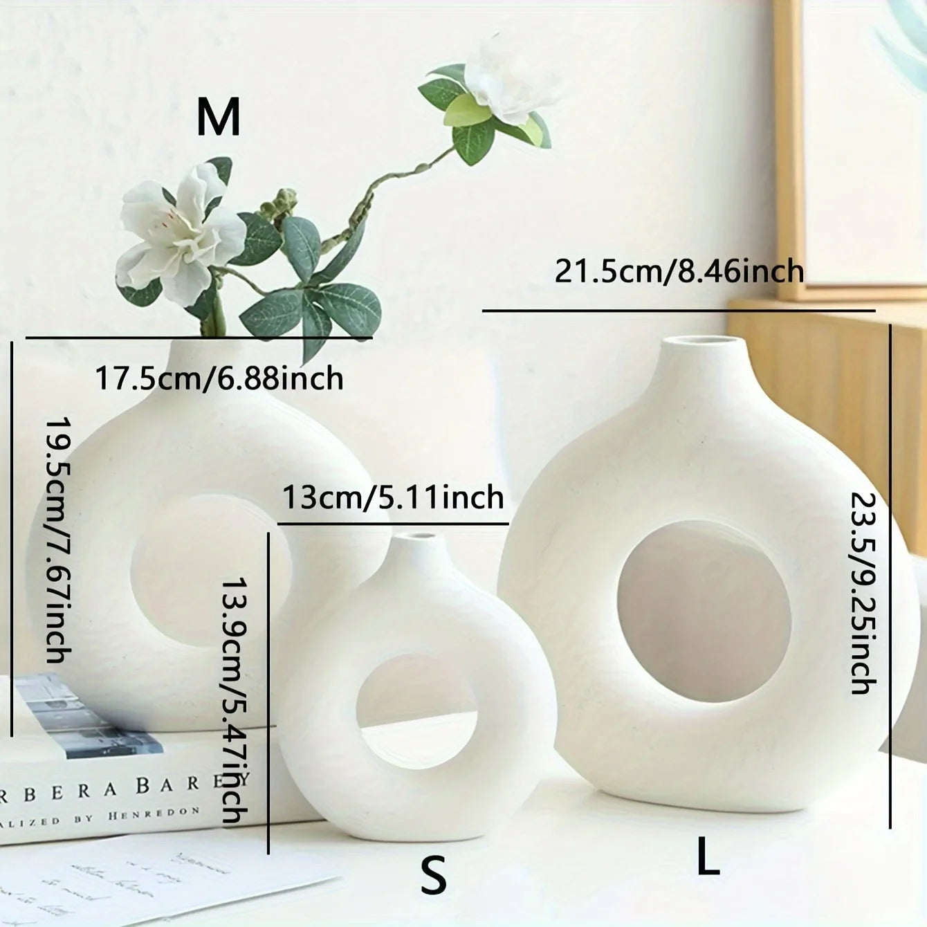 Vaso circolare Minimal in Ceramica Bianca - Collezione Nordic Chic