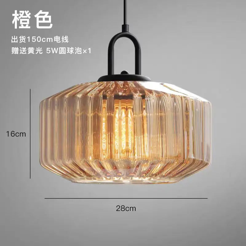 Lampada a Sospensione in Vetro Rigato Vintage - Forma a U Moderna