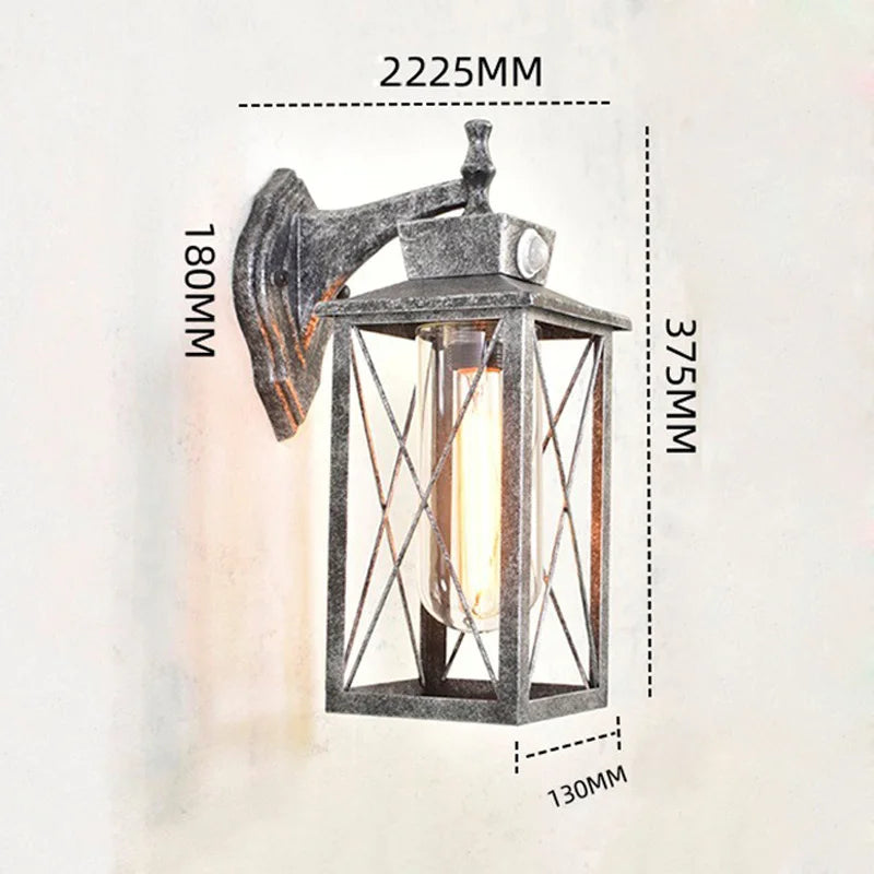 Lampada da Parete Industriale Vintage con Sensore - Uso Esterno Impermeabile