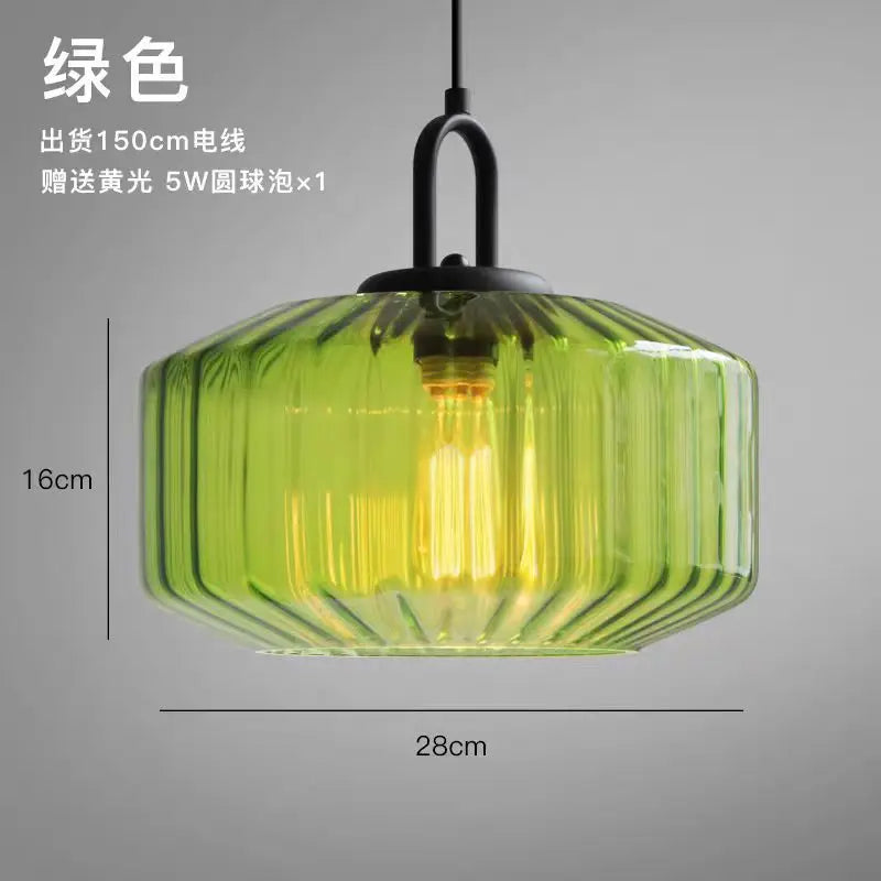 Lampada a Sospensione in Vetro Rigato Vintage - Forma a U Moderna