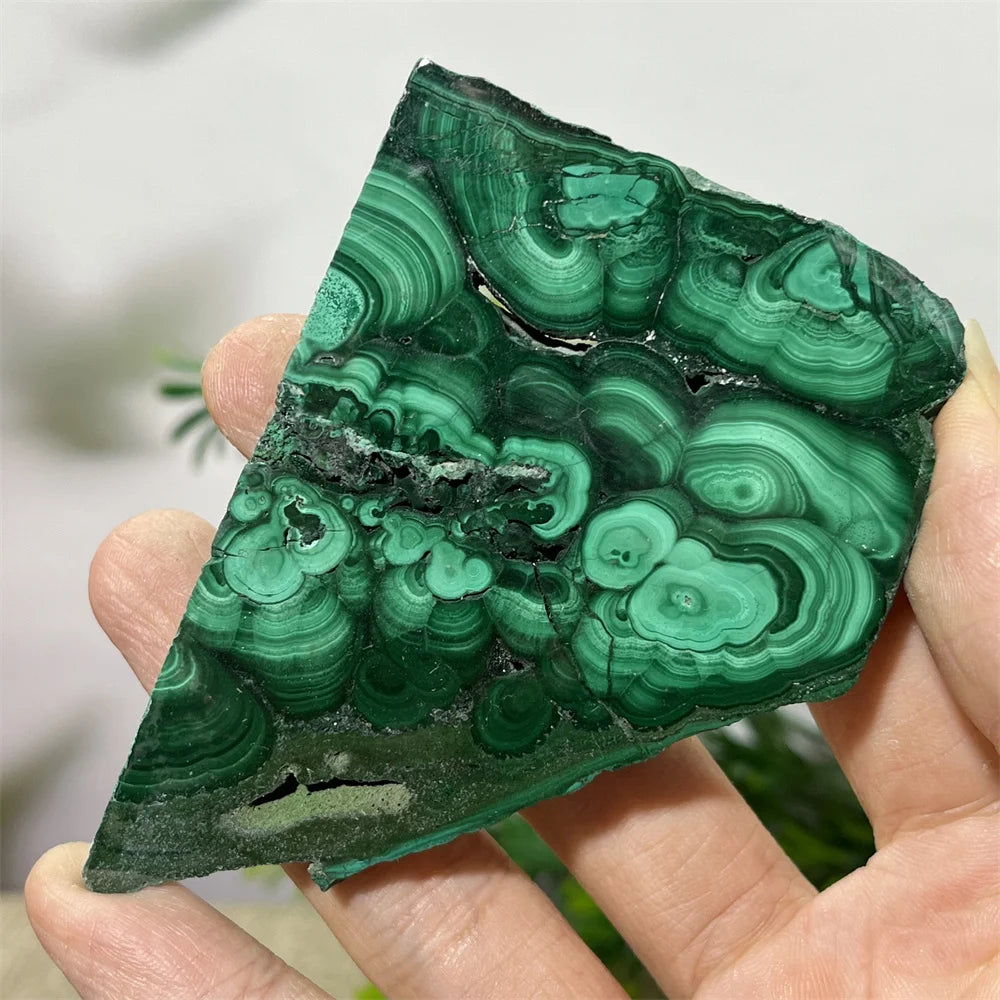 Crystal Natural Malachite Slab Slice Quartz Stone Minerals Energy Feng Shui Healing Living Spiritual Reiki Home Decoration+Stand