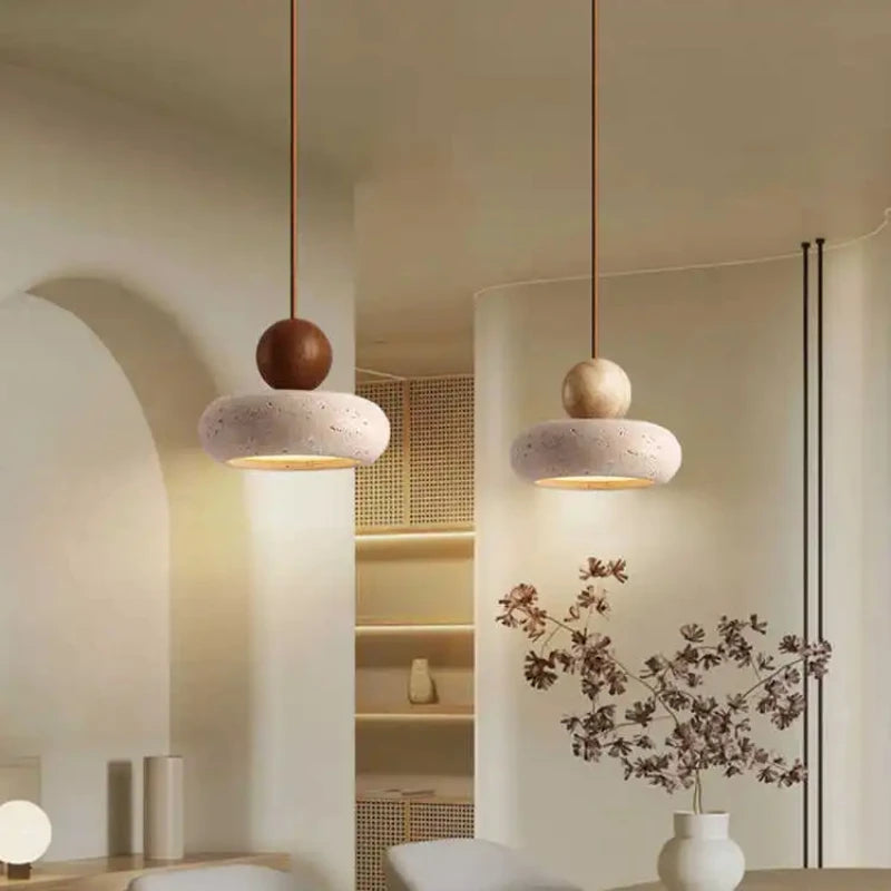 Lampada a Sospensione Vintage con Pietra di Agata Gialla Naturale