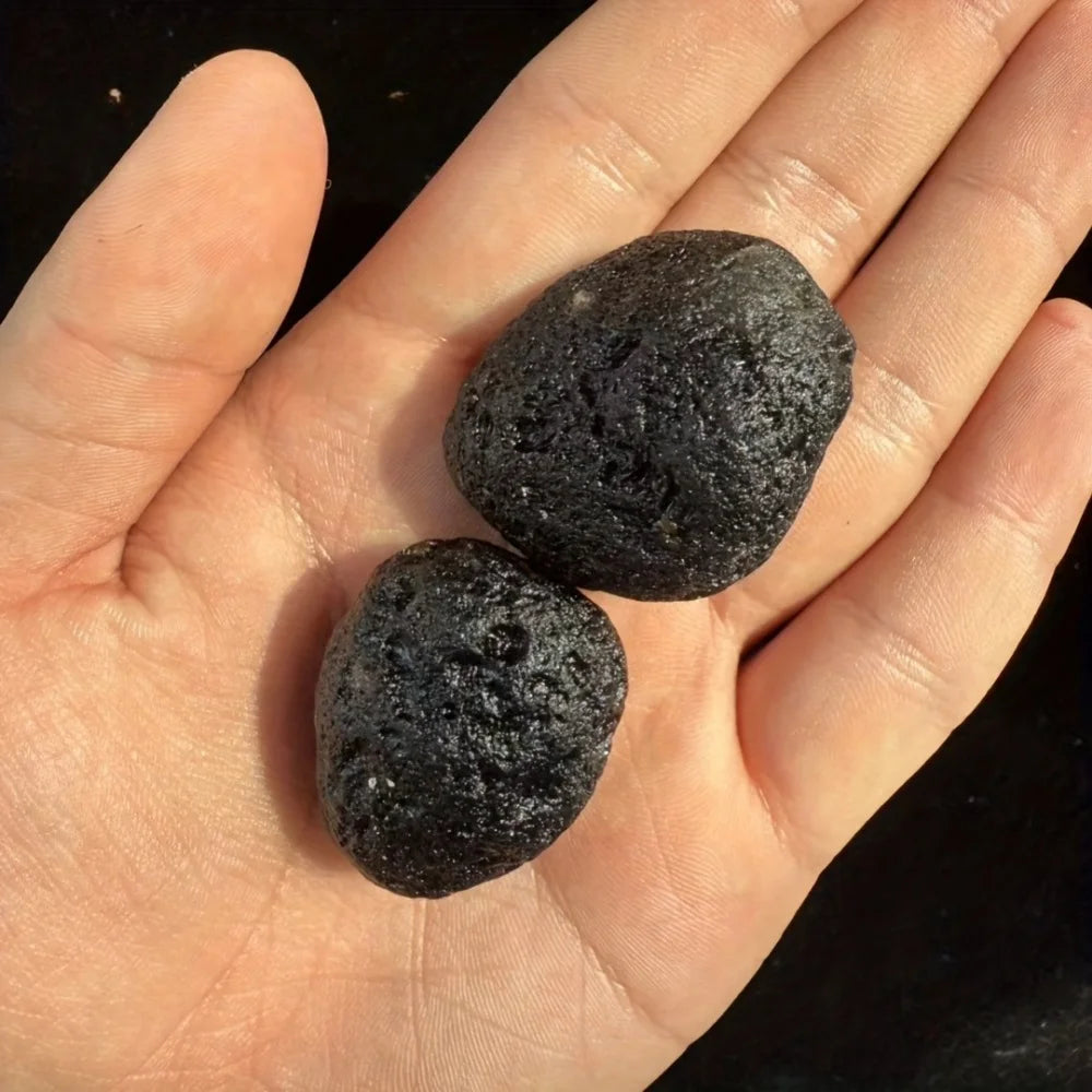 Tektite Nera Naturale - Meteorite Pietra Grezza Specimen per Gioielli DIY