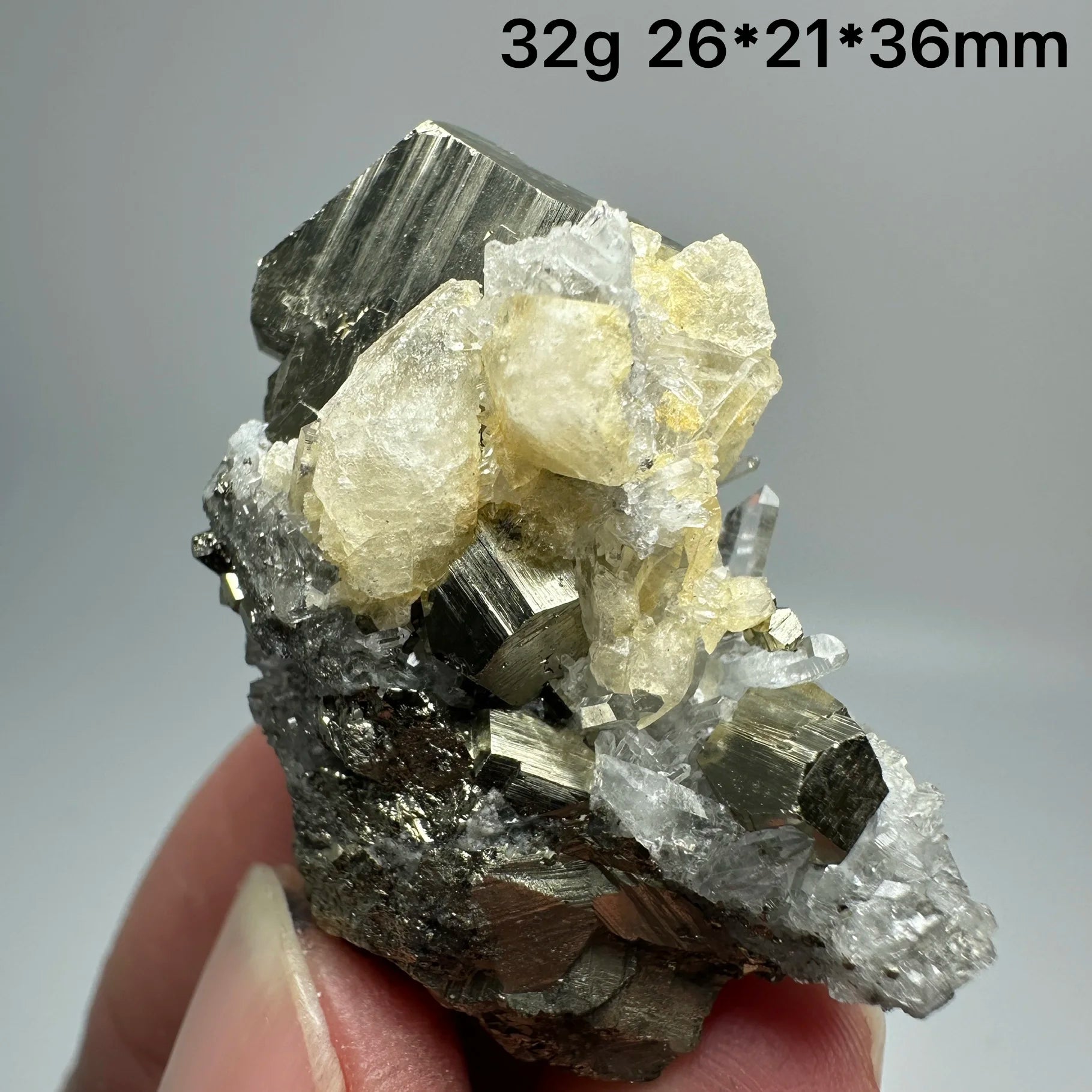 Pirite Dodecaedrica del Myanmar in Simbiosi con Quarzo - Specimen Minerale