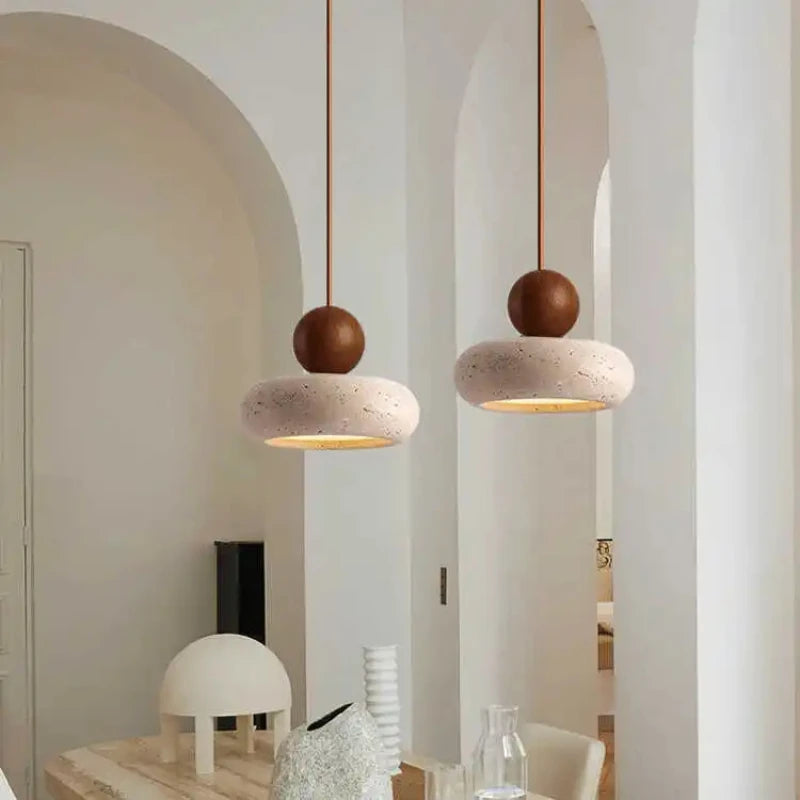 Lampada a Sospensione Vintage con Pietra di Agata Gialla Naturale