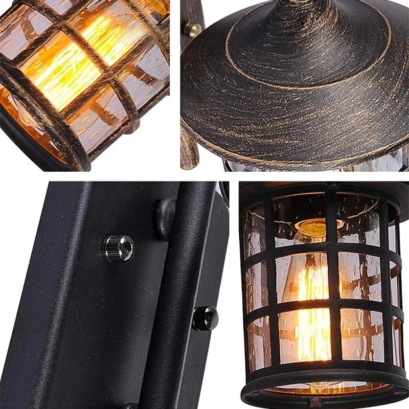 Applique da Parete Vintage in Ferro - Lanterna Industriale LED Impermeabile