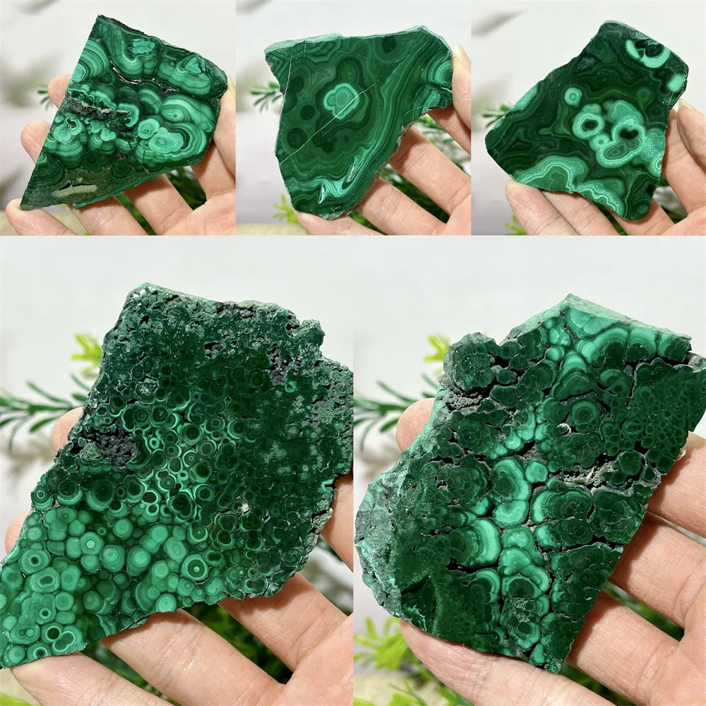 Crystal Natural Malachite Slab Slice Quartz Stone Minerals Energy Feng Shui Healing Living Spiritual Reiki Home Decoration+Stand