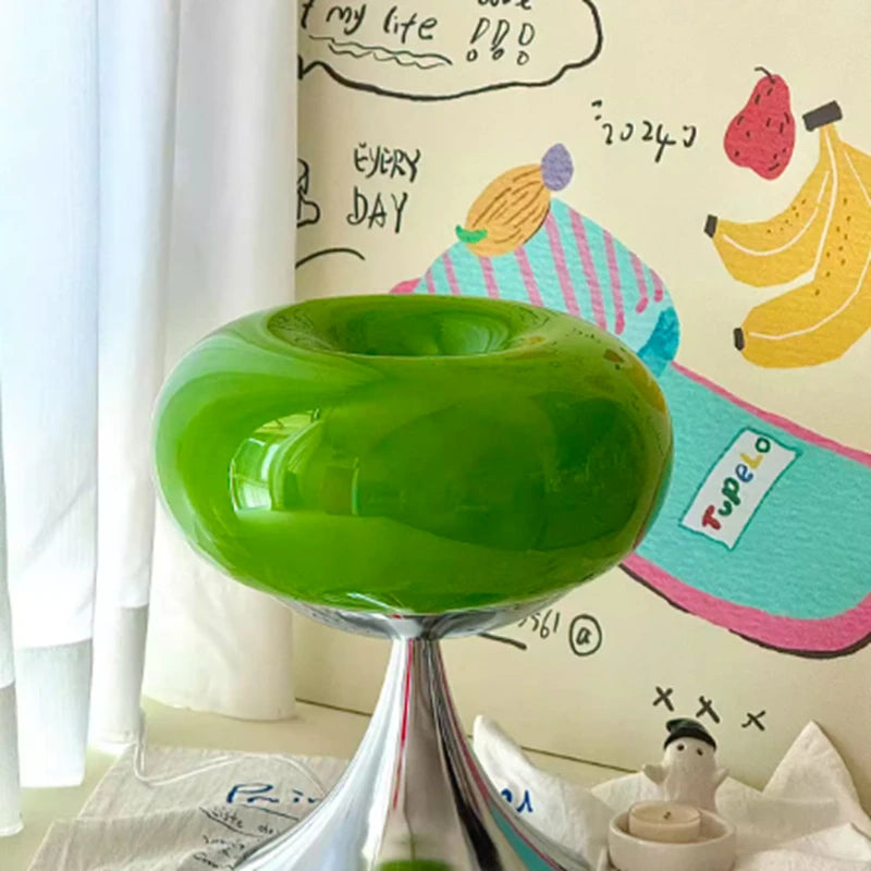 Lampada da Tavolo in Vetro di Murano Verde - Foglia Retrò con Luce Dimmerabile