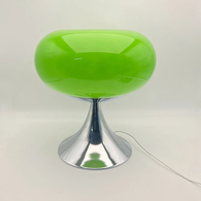 Lampada da Tavolo in Vetro di Murano Verde - Foglia Retrò con Luce Dimmerabile