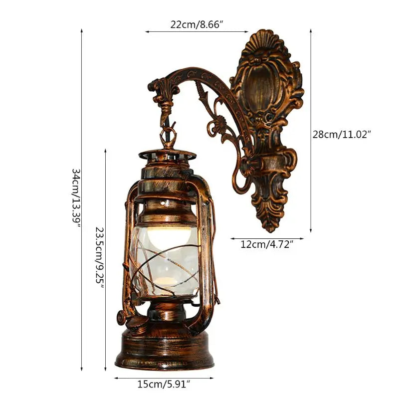 Applique da Parete LED Vintage Stile Lanterna - Bronzo Antico Europeo E27