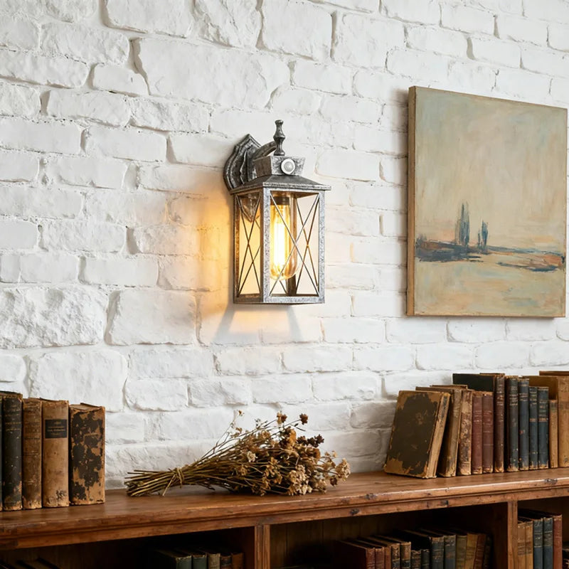 Lampada da Parete Industriale Vintage con Sensore - Uso Esterno Impermeabile