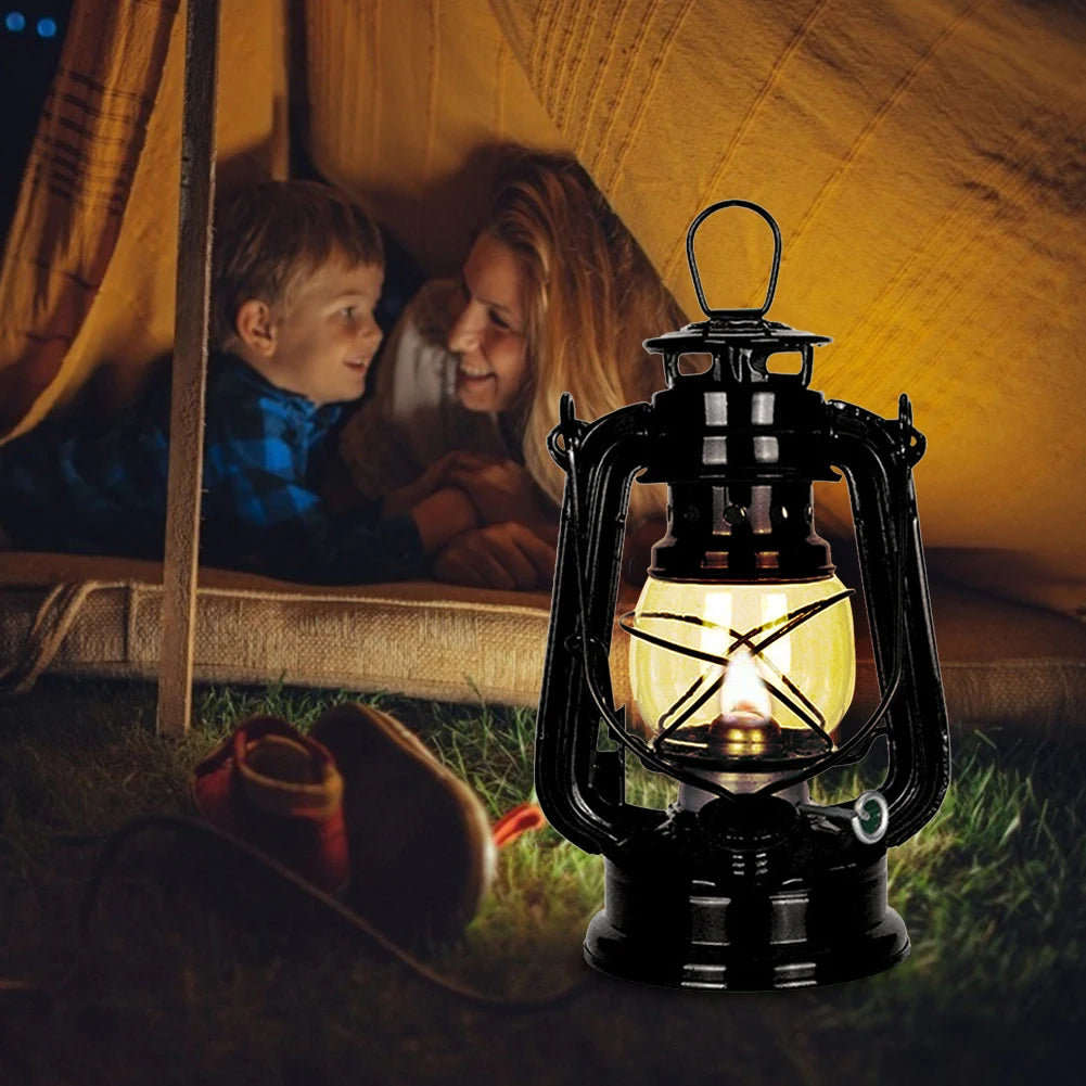 Lanterna da Campeggio Vintage in Metallo - Stile Kerosene con Manico