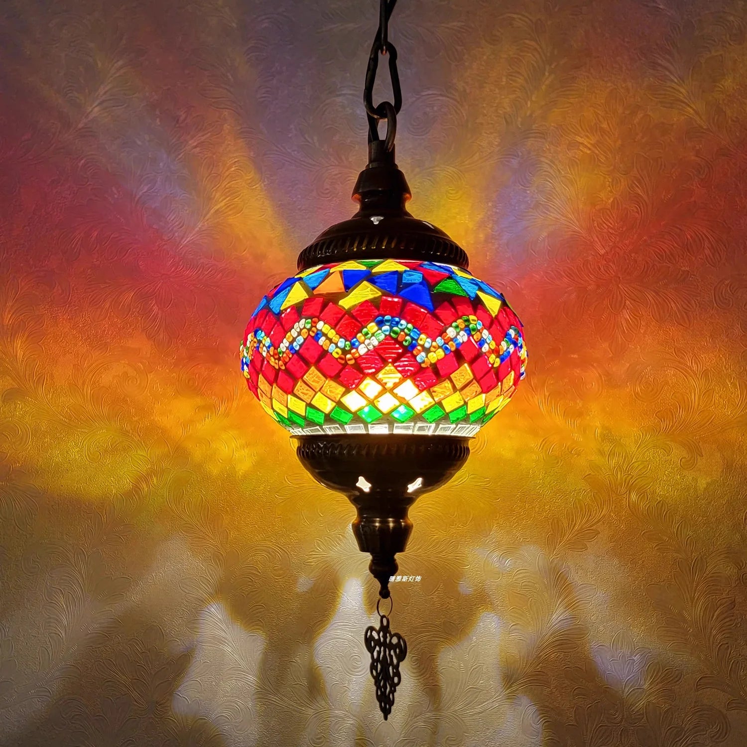 Lampada a Sospensione Mosaico Art Déco Fatta a Mano - Stile Turco Romantico E27