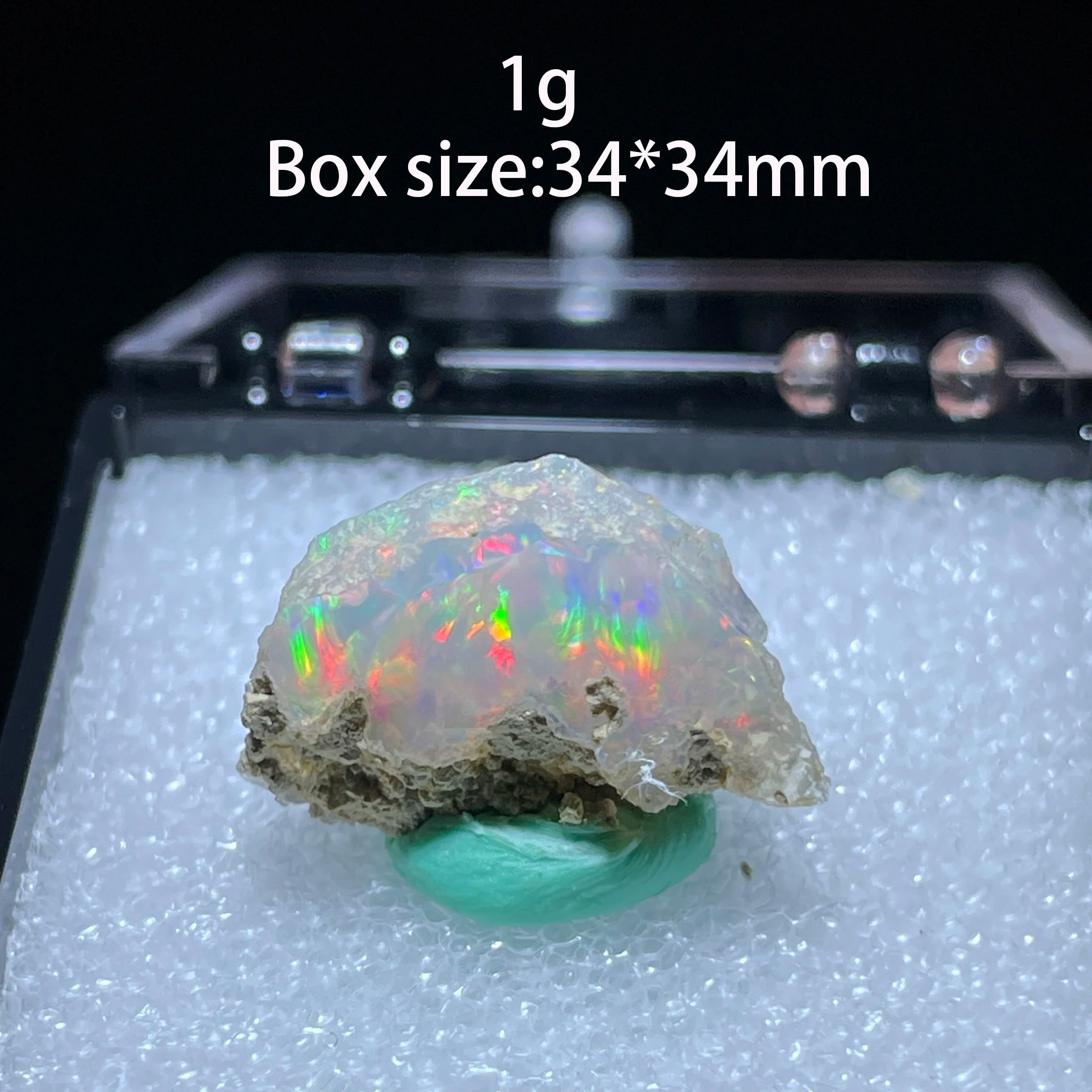 Opale Etiope Naturale Colorato - Senza Acqua Specimen 34x34mm con Scatola