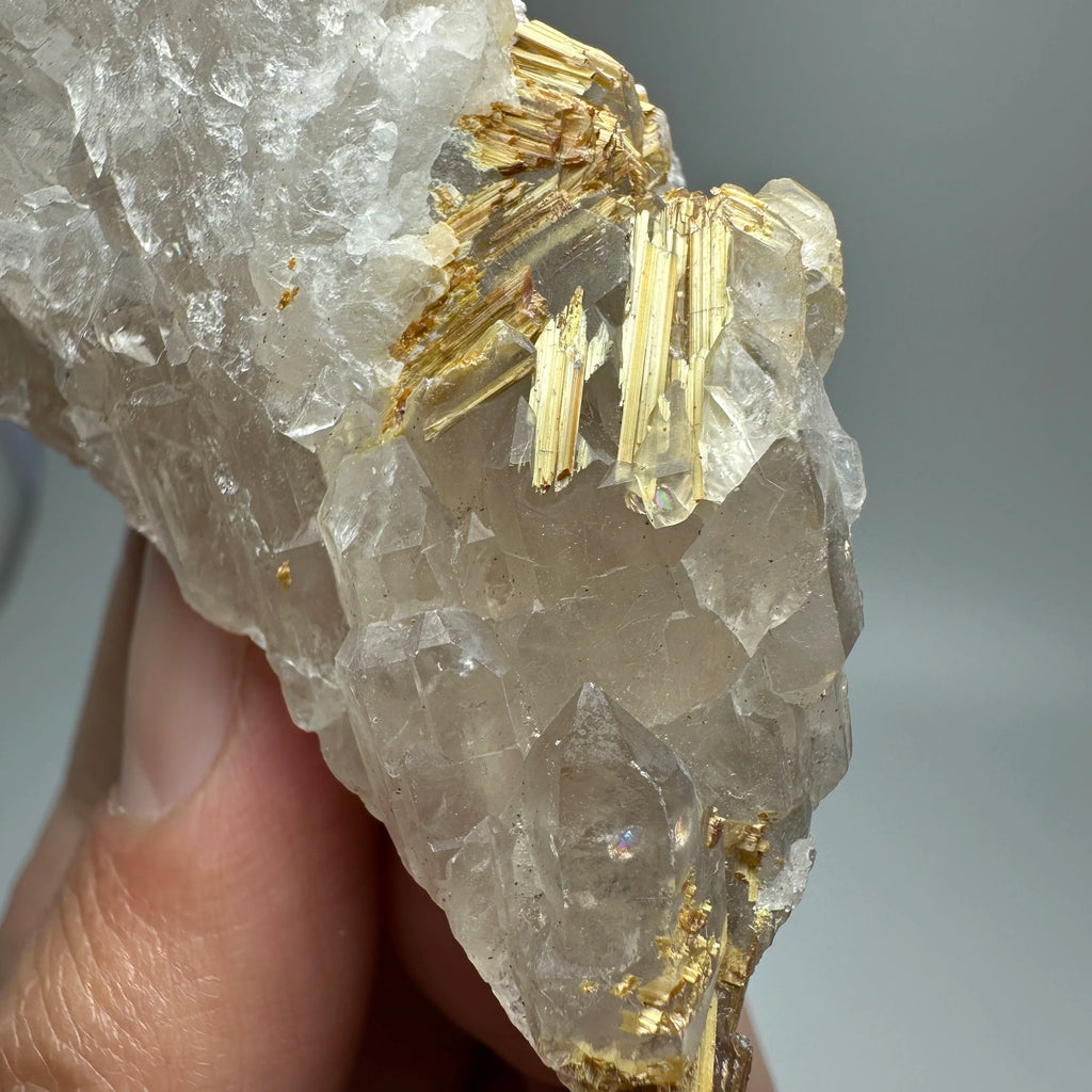 Quarzo Rutilato Dorato del Brasile con Ematite Speculare - Specimen Minerale