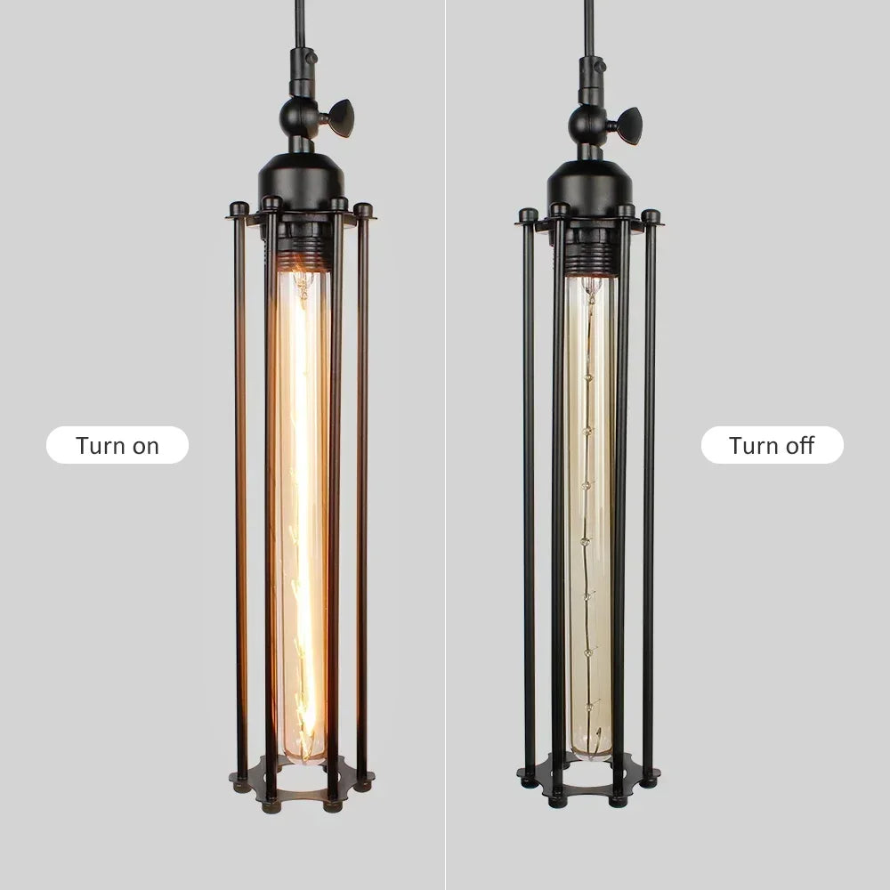 Lampadario a Sospensione Vintage Industriale Americano - Nero Metallo