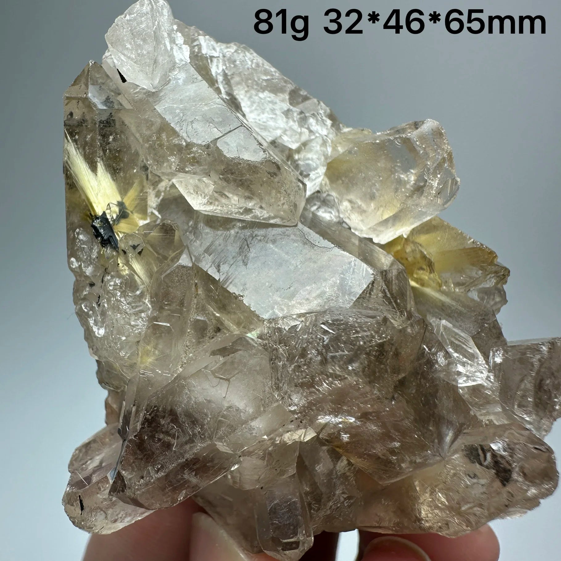 Quarzo Rutilato Dorato del Brasile con Ematite Speculare - Specimen Minerale