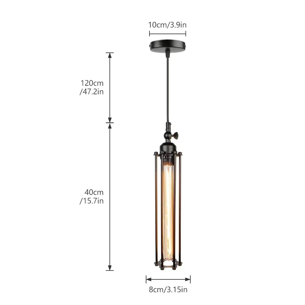 Lampadario a Sospensione Vintage Industriale Americano - Nero Metallo